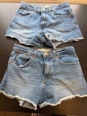 Levi's Medium Blue Denim Cutoff Mini Mom Shorts - Bundle of 2